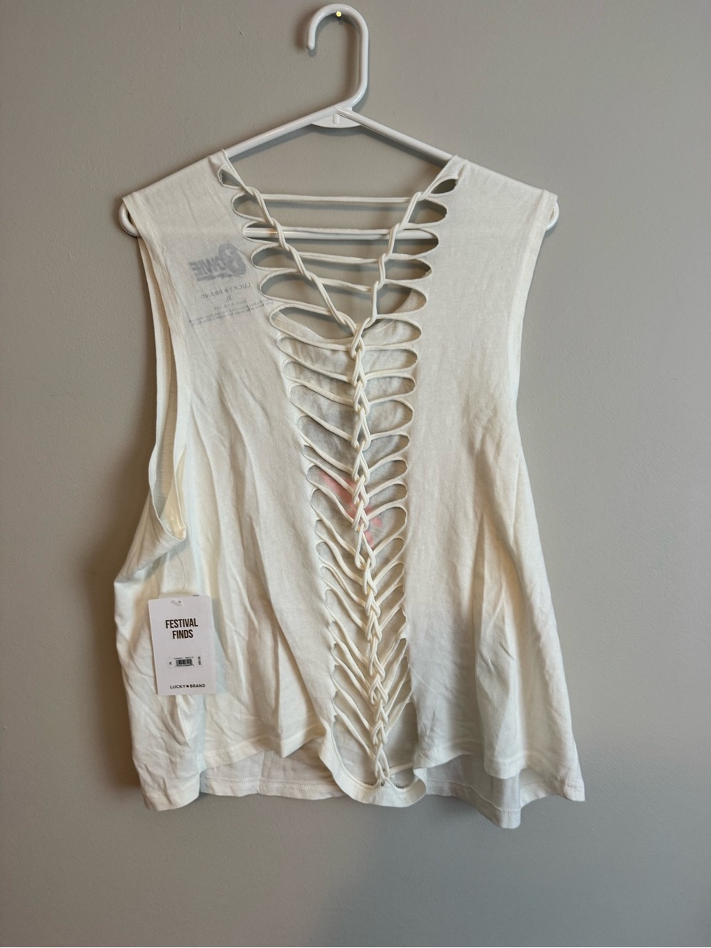 Lucky brand festival finds David Bowie braided back muscle tank shirt nwt xl - Picture 6 of 6